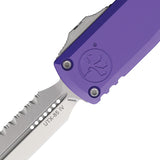 Microtech Automatic UTX-85 Gen IV OTF Knife Purple Aluminum Stonewash Serrated Dagger Blade 1232412PU