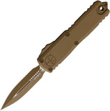 Microtech Automatic UTX-85 Gen IV OTF Knife Coyote Tan Aluminum Double Edge Dagger Blade 123241CTA