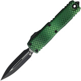 Microtech Automatic UTX-85 Gen IV OTF Knife Green X-51 Aluminum Two-Tone Double Edge Dagger Blade 123241GRX51S