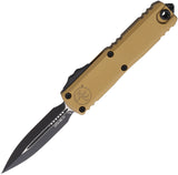 Microtech Automatic UTX-85 Gen IV OTF Knife Tan Aluminum Two-Tone Dagger Blade 123241TA