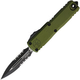 Microtech Automatic UTX-85 Gen IV OTF Knife OD Green Aluminum Two-Tone Serrated Dagger Blade 123242OD