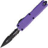 Microtech Automatic UTX-85 Gen IV OTF Knife Purple Aluminum Two-Tone Serrated Dagger Blade 123242PU