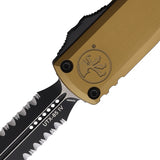 Microtech Automatic UTX-85 Gen IV OTF Knife Tan Aluminum Two-Tone Serrated Dagger Blade 123242TA