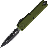 Microtech Automatic UTX-85 Gen IV OTF Knife OD Green Aluminum Serrated Dagger Blade 123243OD