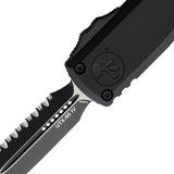 Microtech Automatic UTX-85 Gen IV OTF Knife Black Aluminum Two-Tone Serrated Dagger Blade 123243T