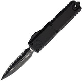 Microtech Automatic UTX-85 Gen IV OTF Knife Black Aluminum Two-Tone Serrated Dagger Blade 123243T