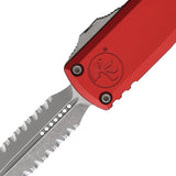 Microtech Automatic UTX-85 Gen IV OTF Knife Red Aluminum Apocalyptic Serrated Dagger Blade 12324D12APRD
