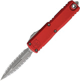 Microtech Automatic UTX-85 Gen IV OTF Knife Red Aluminum Apocalyptic Serrated Dagger Blade 12324D12APRD