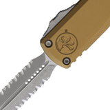 Microtech Automatic UTX-85 Gen IV OTF Knife Tan Aluminum Apocalyptic Serrated Dagger Blade 12324D12APTA