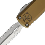 Microtech Automatic UTX-85 Gen IV OTF Knife Tan Aluminum Stonewash Serrated Dagger Blade 12324D12TA