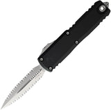 Microtech Automatic UTX-85 Gen IV OTF Knife Black Aluminum Serrated Dagger Blade 12324D12