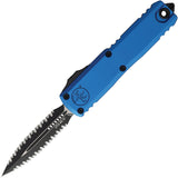 Microtech Automatic UTX-85 Gen IV OTF Knife Blue Aluminum Two-Tone Serrated Dagger Blade 12324D3BL