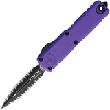 Microtech Automatic UTX-85 Gen IV OTF Knife Purple Aluminum Two-Tone Serrated Dagger Blade 12324D3PU