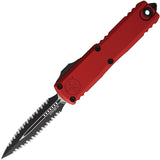 Microtech Automatic UTX-85 Gen IV OTF Knife Red Aluminum Two-Tone Serrated Dagger Blade 12324D3RD