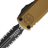 Microtech Automatic UTX-85 Gen IV OTF Knife Tan Aluminum Two-Tone Serrated Dagger Blade 12324D3TA