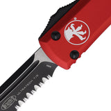 Microtech Automatic Ultratech OTF Knife Red Aluminum Partially Serrated Two-Tone Tanto Blade 1232RD