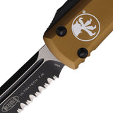 Microtech Automatic Ultratech OTF Knife Tan Aluminum Partially Serrated Tanto Blade 1232TA