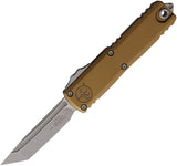 Microtech Automatic UTX-85 Gen IV OTF Knife Tan Aluminum Apocalyptic Tanto Blade 1233410APTA