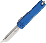Microtech Automatic UTX-85 Gen IV OTF Knife Blue Aluminum Stonewash Tanto Blade 1233410BL