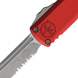 Microtech Automatic UTX-85 Gen IV OTF Knife Red Aluminum Apocalyptic Serrated Tanto Blade 1233411APRD