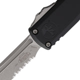 Microtech Automatic UTX-85 Gen IV OTF Knife Black Aluminum Apocalyptic Serrated Tanto Blade 1233411AP