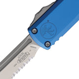 Microtech Automatic UTX-85 Gen IV OTF Knife Blue Aluminum Partially Serrated Tanto Blade 1233411BL
