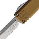 Microtech Automatic UTX-85 Gen IV OTF Knife Tan Aluminum Partially Serrated Tanto Blade 1233411TA