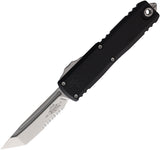 Microtech Automatic UTX-85 Gen IV OTF Knife Black Aluminum Partially Serrated Tanto Blade 1233411