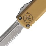 Microtech Automatic UTX-85 Gen IV OTF Knife Tan Aluminum Apocalyptic Serrated Tanto Blade 1233412APTA