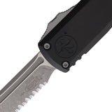 Microtech Automatic UTX-85 Gen IV OTF Knife Black Aluminum Apocalyptic Serrated Tanto Blade 1233412AP
