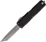Microtech Automatic UTX-85 Gen IV OTF Knife Black Aluminum Apocalyptic Serrated Tanto Blade 1233412AP