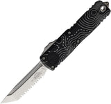Microtech Automatic UTX-85 Gen IV OTF Knife Black Topographic Aluminum Serrated Tanto Blade 1233412TP