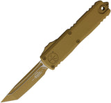 Microtech Automatic UTX-85 Gen IV OTF Knife RAL-8000 Tan Aluminum Tanto Blade 123341CRA