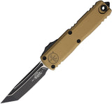 Microtech Automatic UTX-85 Gen IV OTF Knife Tan Aluminum Two-Tone Tanto Blade 123341TA