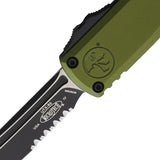 Microtech Automatic UTX-85 Gen IV OTF Knife OD Green Aluminum Two-Tone Serrated Tanto Blade 123342OD