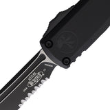 Microtech Automatic UTX-85 Gen IV OTF Knife Black Aluminum Two-Tone Serrated Tanto Blade 123342T