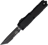 Microtech Automatic UTX-85 Gen IV OTF Knife Black Aluminum Two-Tone Serrated Tanto Blade 123342T