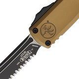 Microtech Automatic UTX-85 Gen IV OTF Knife Tan Aluminum Two-Tone Serrated Tanto Blade 123343TA