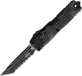 Microtech Automatic UTX-85 Gen IV OTF Knife Black Topographic Aluminum Serrated Tanto Blade 123343TP