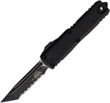 Microtech Automatic UTX-85 Gen IV OTF Knife Black Aluminum Two-Tone Serrated Tanto Blade 123343T