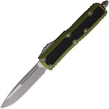 Microtech Automatic Daytona OTF Knife OD Green Aluminum & Traction Apocalyptic Drop Pt Blade 12410APODS