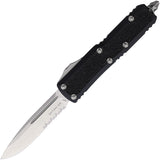Microtech Automatic Daytona OTF Knife Black Aluminum & Traction Serrated Drop Pt Blade 12411S