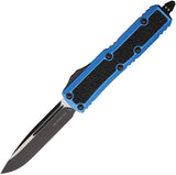 Microtech Automatic Daytona OTF Knife Blue Aluminum & Traction Two-Tone Drop Pt Blade 1241BLS