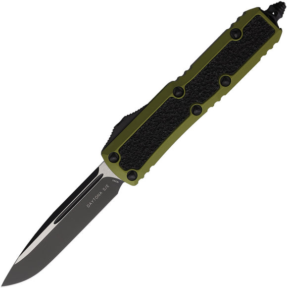 Microtech Automatic Daytona OTF Knife OD Green Aluminum & Traction Two-Tone Drop Pt Blade 1241ODS