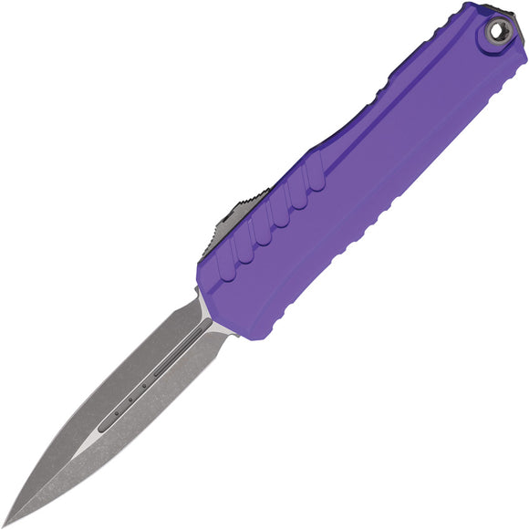 Microtech Automatic Cypher II OTF Knife Purple Aluminum Apocalyptic Double Edge Blade 124210APPU