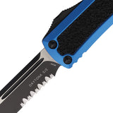 Microtech Automatic Daytona OTF Knife Blue Aluminum & Traction Two-Tone Serrated Blade 1242BLS