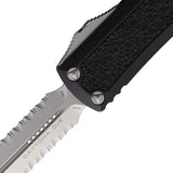 Microtech Automatic Daytona OTF Knife Black Aluminum & Traction Serrated Dagger Blade 12611S