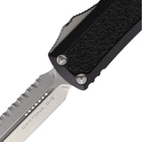 Microtech Automatic Daytona OTF Knife Black Aluminum & Traction Top Serrated Dagger Blade 12612S