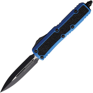 Microtech Automatic Daytona OTF Knife Blue Aluminum & Black Traction Dagger Blade 1261BLS