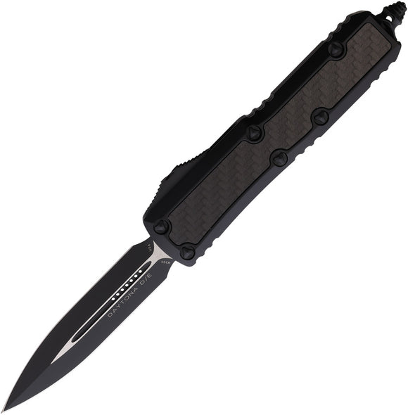 Microtech Automatic Daytona Tactical OTF Knife Black Aluminum & Carbon Fiber Double Edge Blade 1261TCFIS